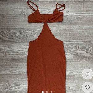 Burnt orange cut out sides dress !
